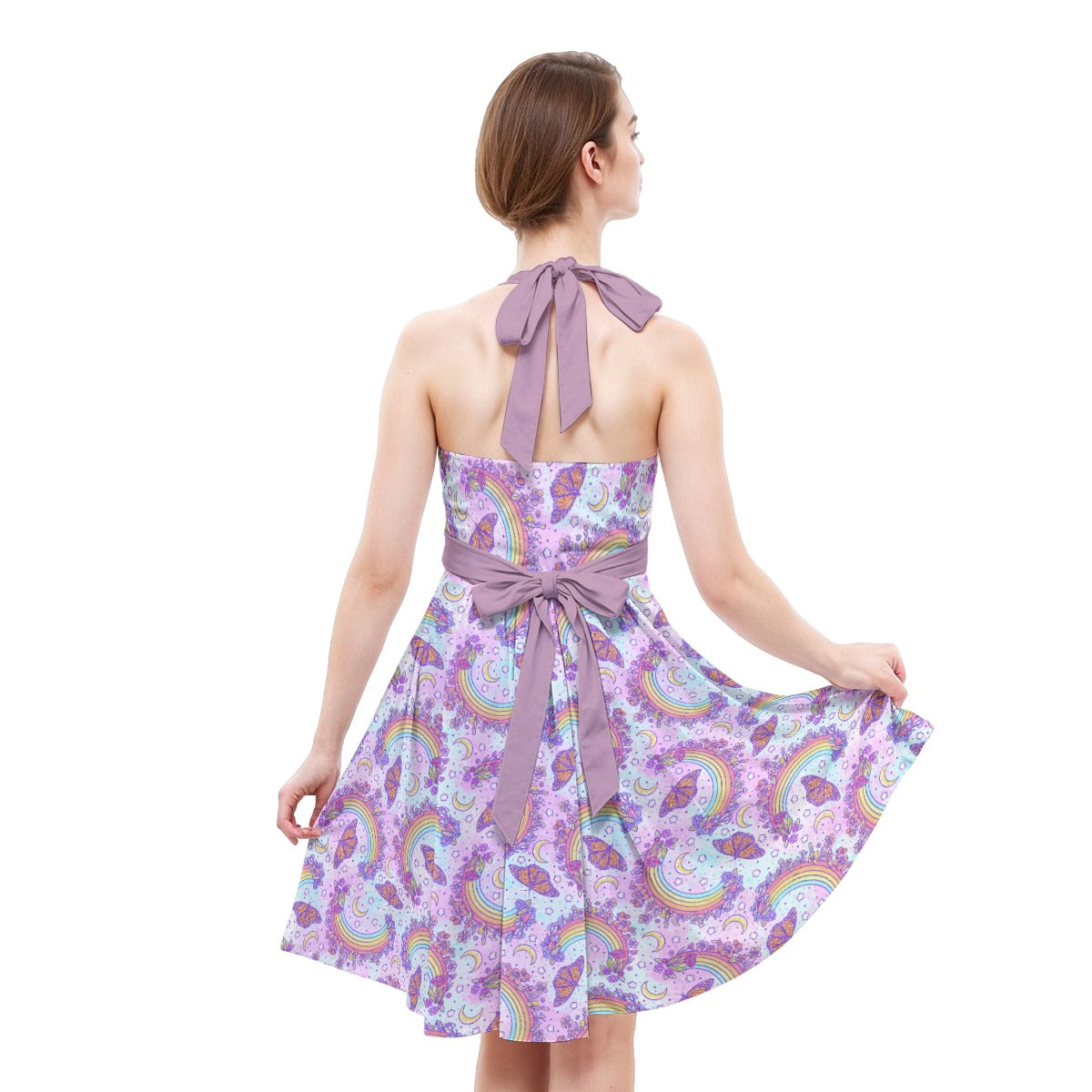 Monarch Butterflies & Rainbows - Women's Halter Vintage Pocket Dress
