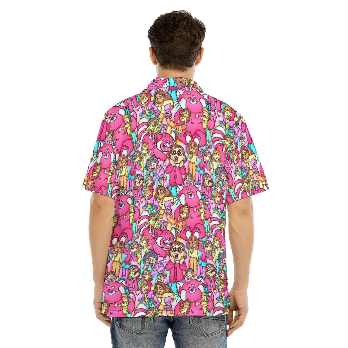Red Panda Chaos Scenes - Men's Hawaiian Button Up Shirt