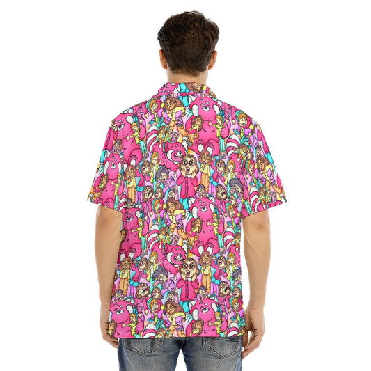 Red Panda Chaos Scenes - Men's Hawaiian Button Up Shirt