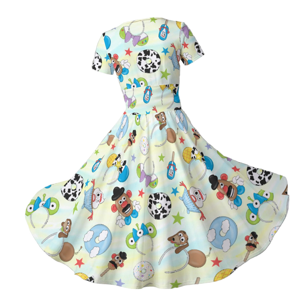 Playful Toy Style Icons - Women's V-Neck Ruched Midi Dress