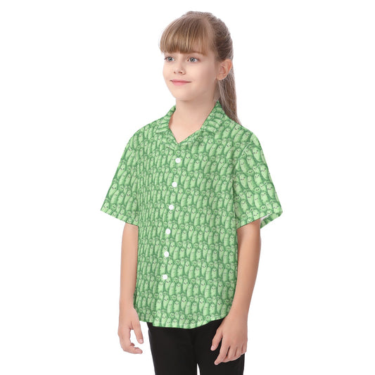 Kawaii Pickle Party - Kid's Hawaiian Button Up Shirt