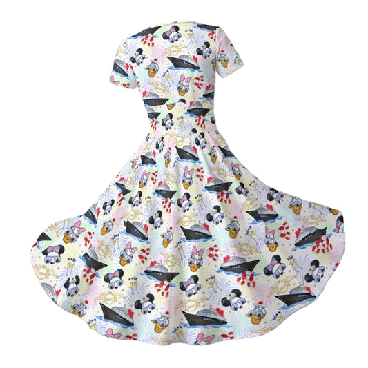 Wish Cruise Celebration - Women's V-Neck Ruched Midi Dress