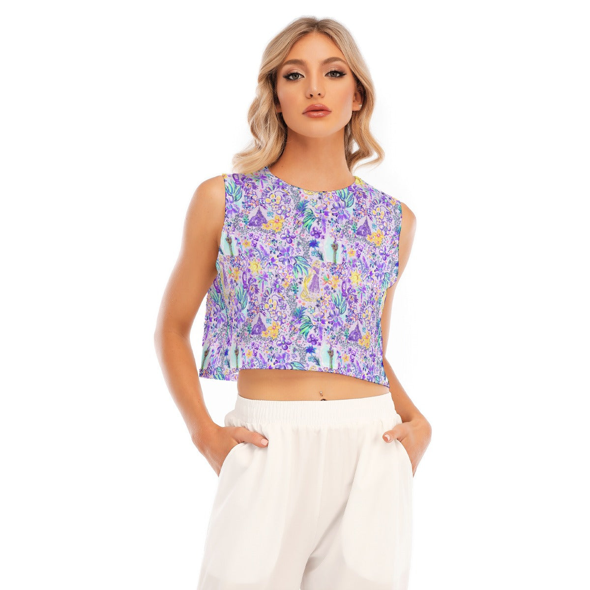 Bright Tropical Princess - Tower Light Festival - Women’s Sleeveless Cropped Tee