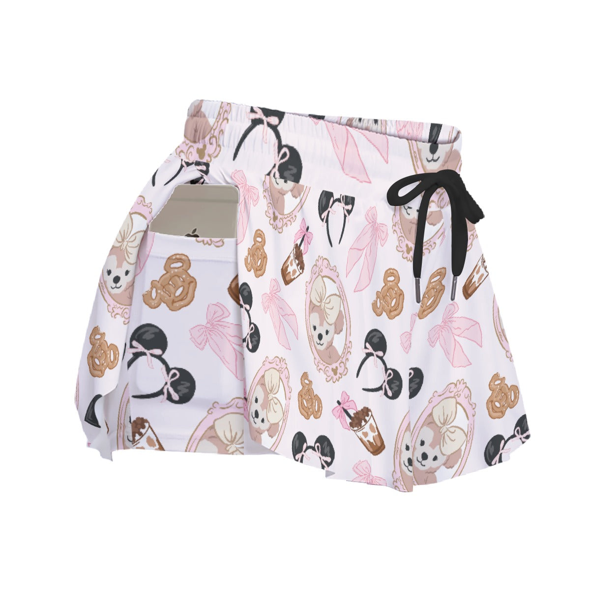 Bow Bear Sweet Day - Women's Flowy Pocket Shorts