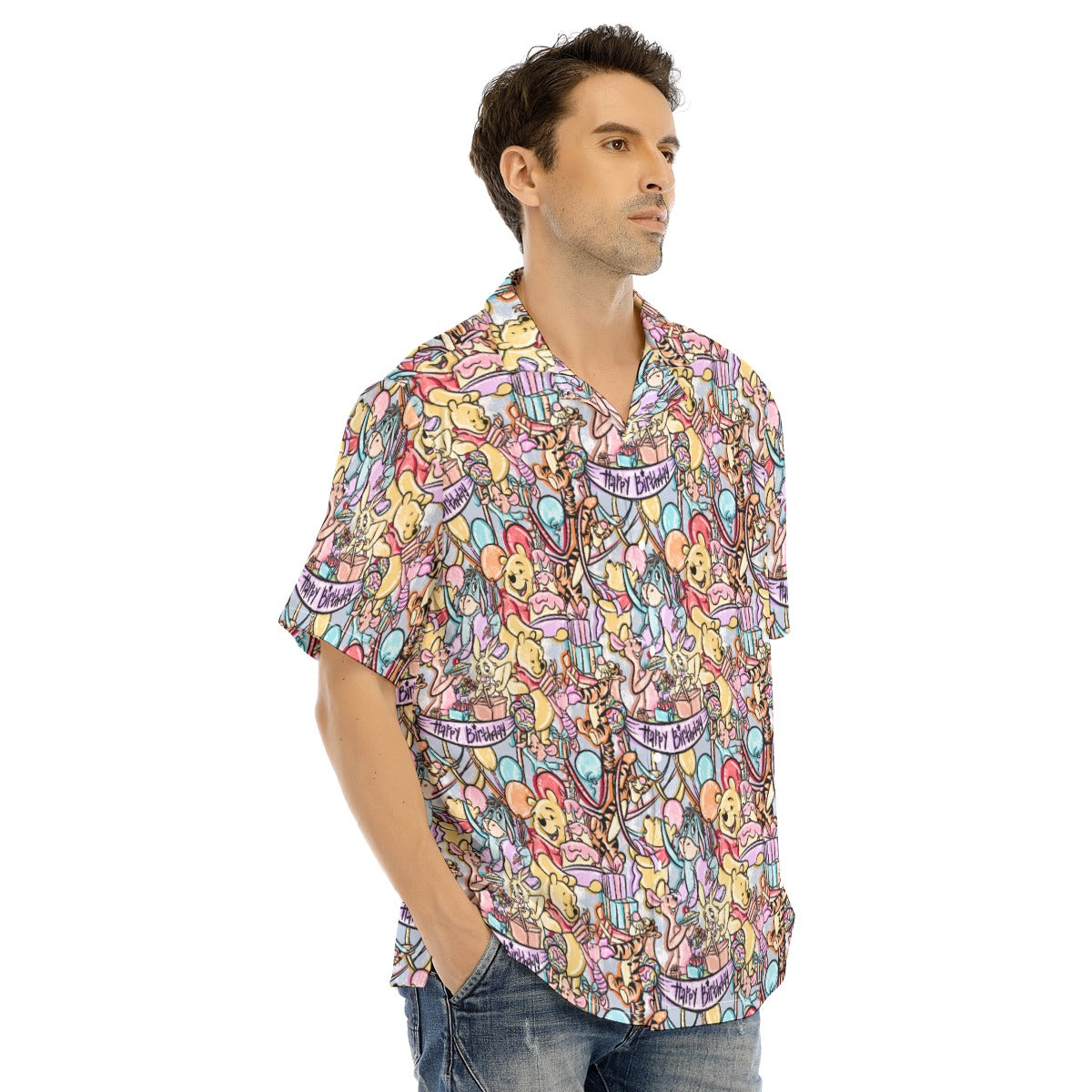 Birthday Bash in the Woods - Men's Hawaiian Button Up Shirt