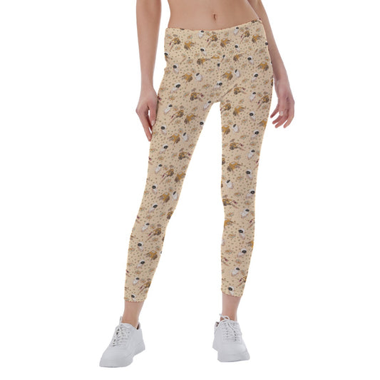 Botanical Robot Love Story - Women's Yoga Leggings