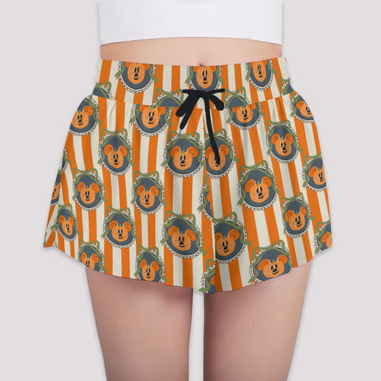Pumpkin Cameo Stripes - Girls’ Flowy Pocket Shorts