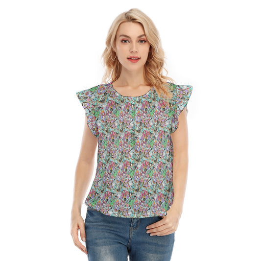 Tattoo Hearts Spooky Crew - Women’s Flutter Sleeve Top