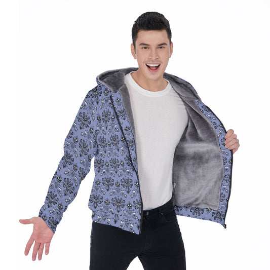 Spooky Mansion Wallpaper - Unisex Sherpa Fleece Zip-Up Hoodie