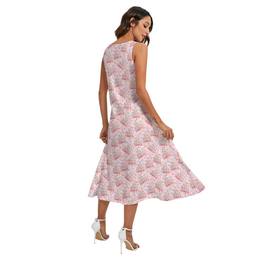 25th Birthday Cake Castle - Women’s Diagonal Pocket Midi Dress