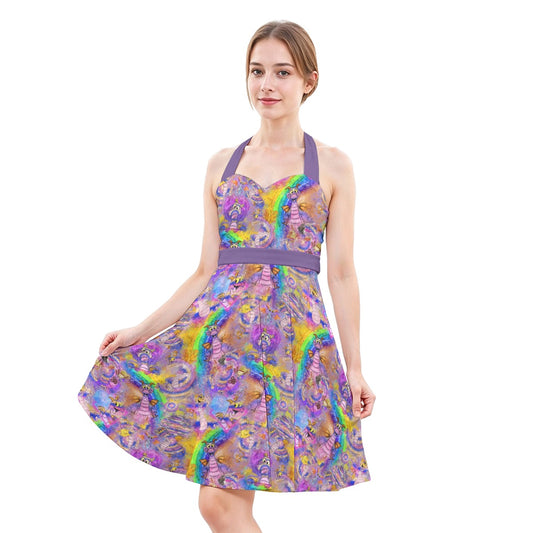 Figment Watercolor Rainbow - Women's Halter Vintage Pocket Dress