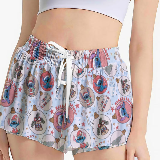 Festive Elf and Ornament Fun - Women's Flowy Pocket Shorts