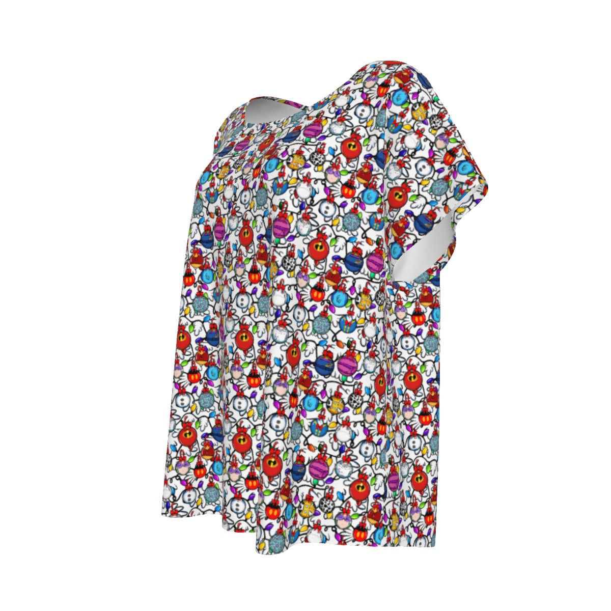 Festive Character Baubles on White - Women’s Relaxed Fit Scoop Tee