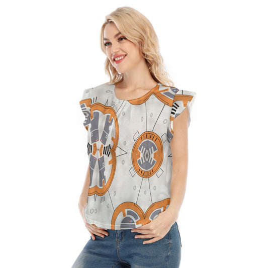 Little Round Droid - Women’s Flutter Sleeve Top