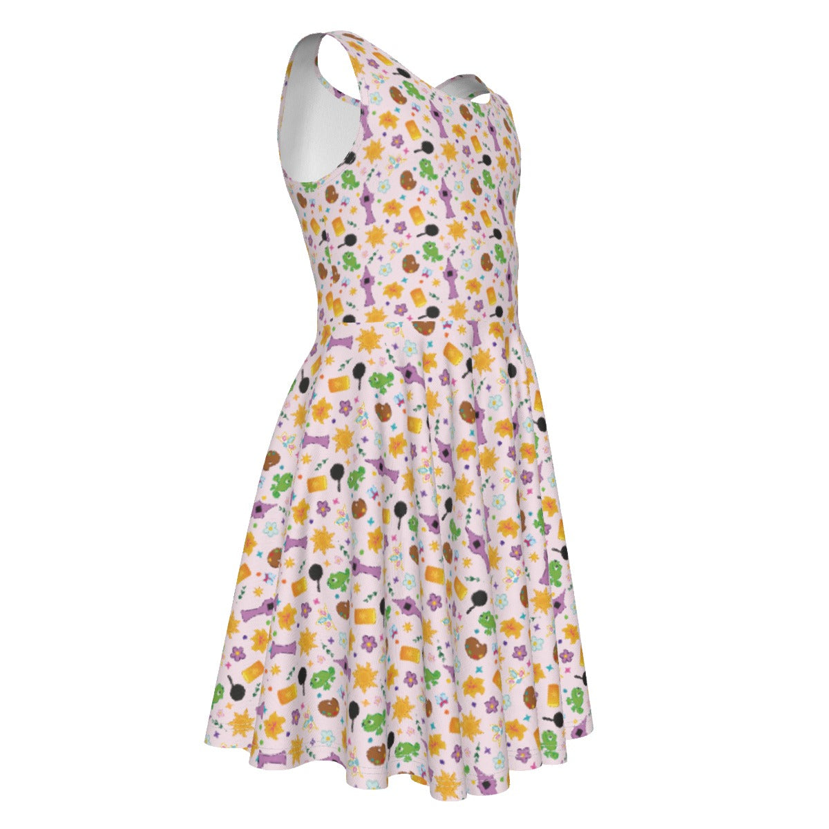 Long Hair Princess Icons - Kid's Sleeveless Skater Dress