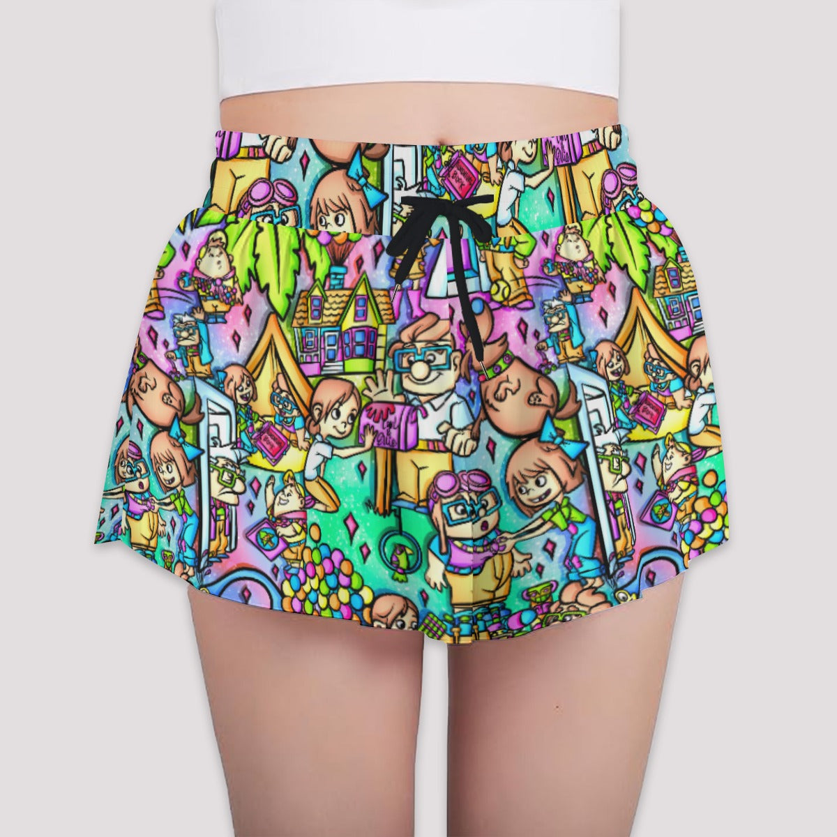Balloon House Adventure Scenes - Girls’ Flowy Pocket Shorts