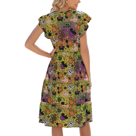 Monster Snacks Treats - Women's Tiered Pocket Midi Dress