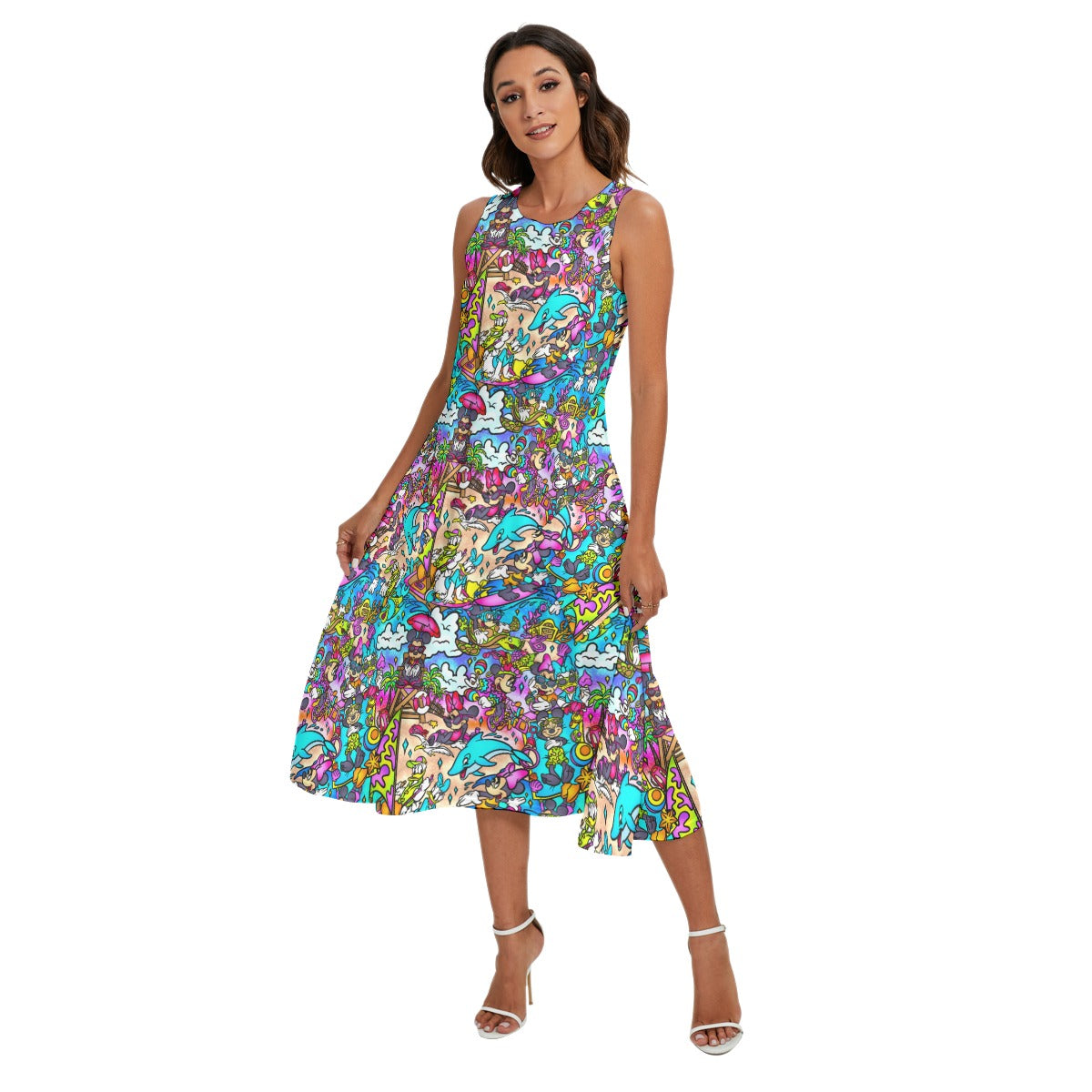 Island Beach Bash - Women’s Diagonal Pocket Midi Dress