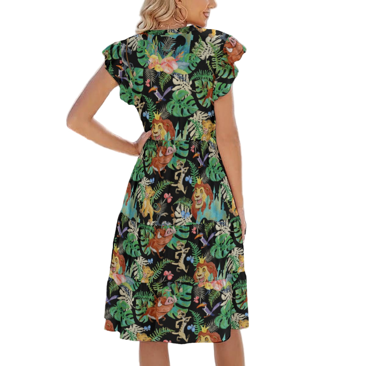 Watercolor Jungle Pride - Women's Tiered Pocket Midi Dress
