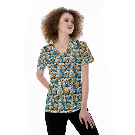 Many Faces of Feisty Duck - Women's Short Sleeve V-Neck T-Shirt