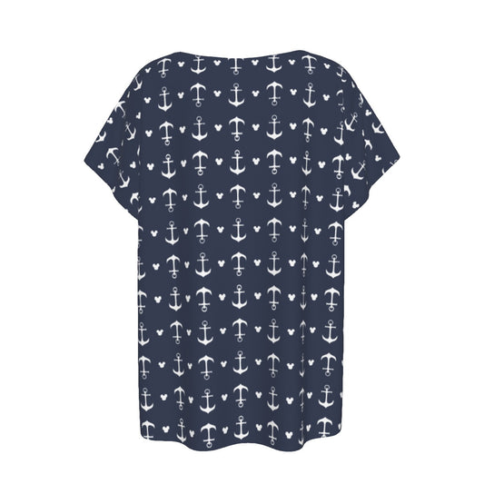 Anchors & Mouse Ears - Women’s Relaxed Fit Scoop Tee