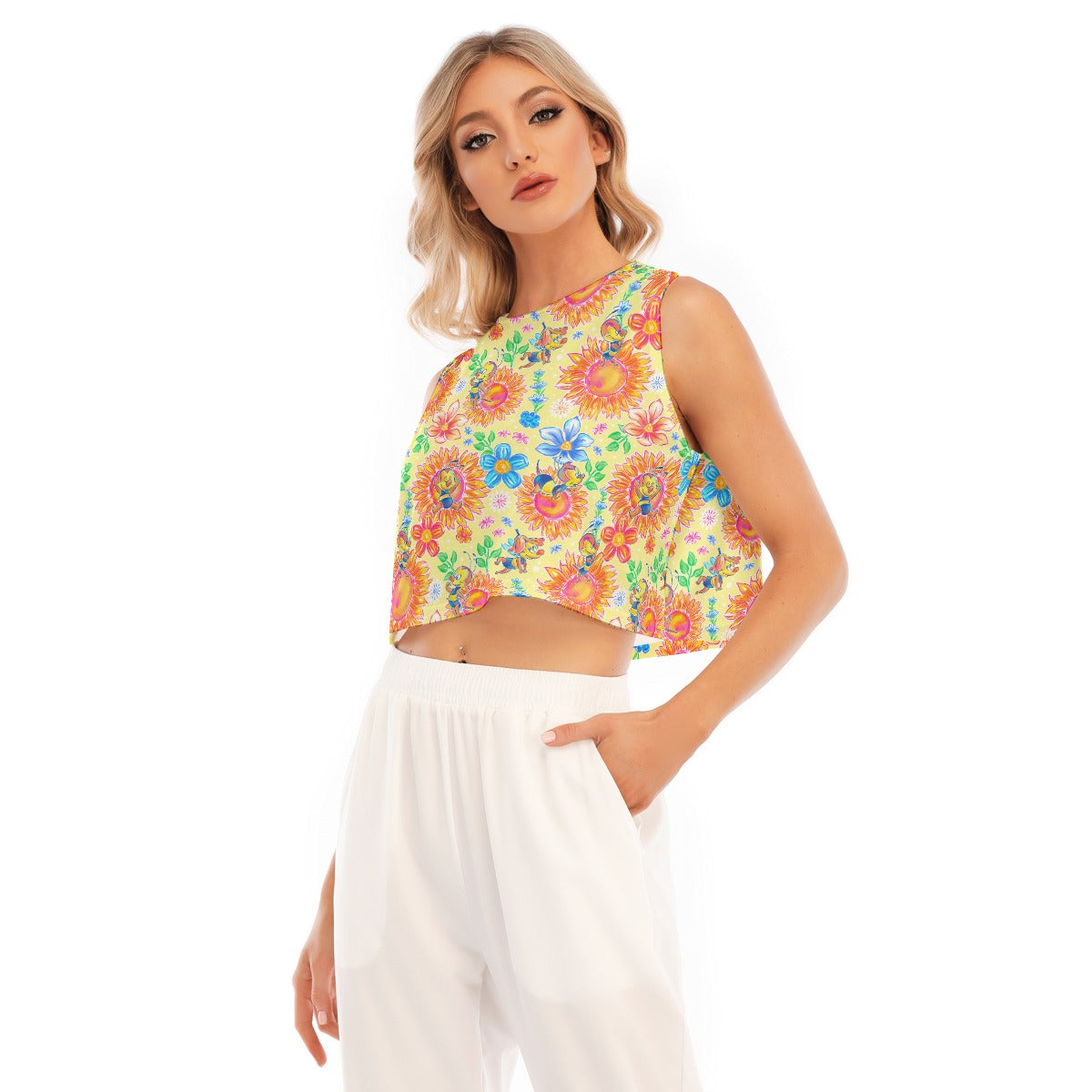 Buzzing Garden Buddy - Women’s Sleeveless Cropped Tee