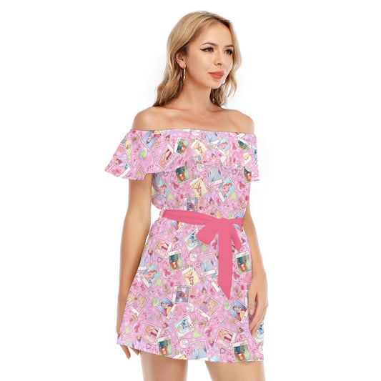 Holiday Winter Princess Christmas Snapshots - Women's Off-shoulder Ruffle Dress