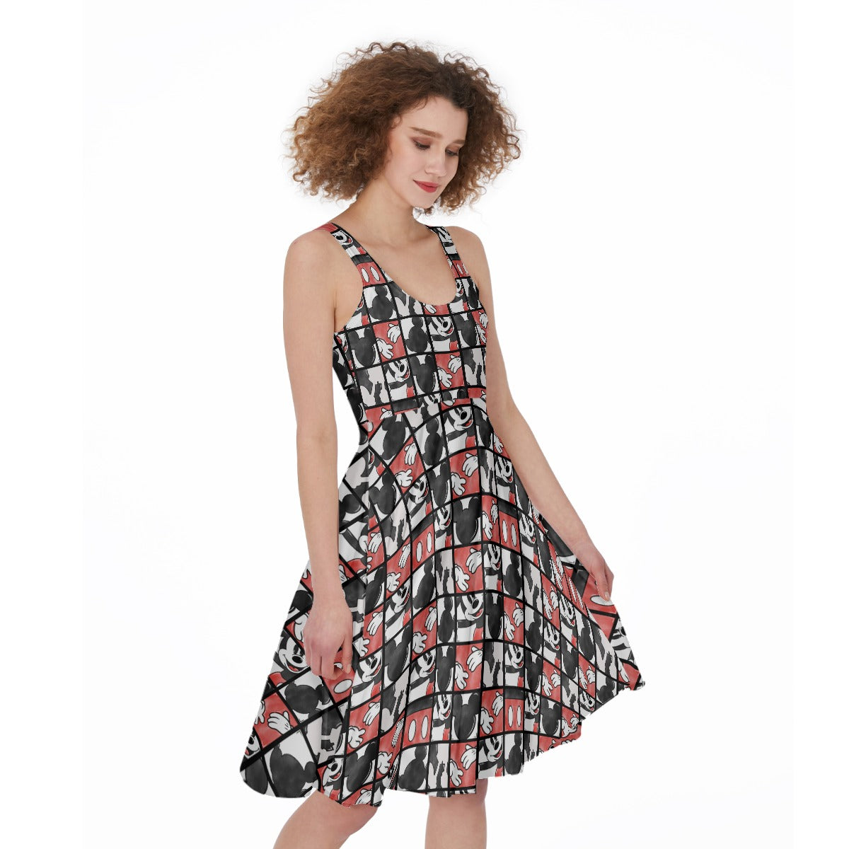 Mouse Block Party - Pocket Midi Skater Dress