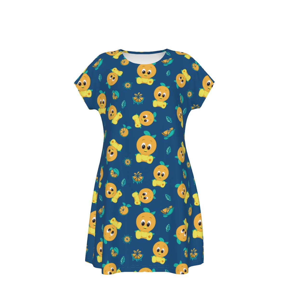 Cheerful Citrus Bird - Women's T-Shirt Dress