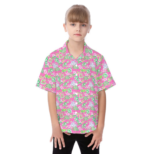 Bright Tropical Vibes - Watermelon Mouse Duo - Kid's Hawaiian Button Up Shirt