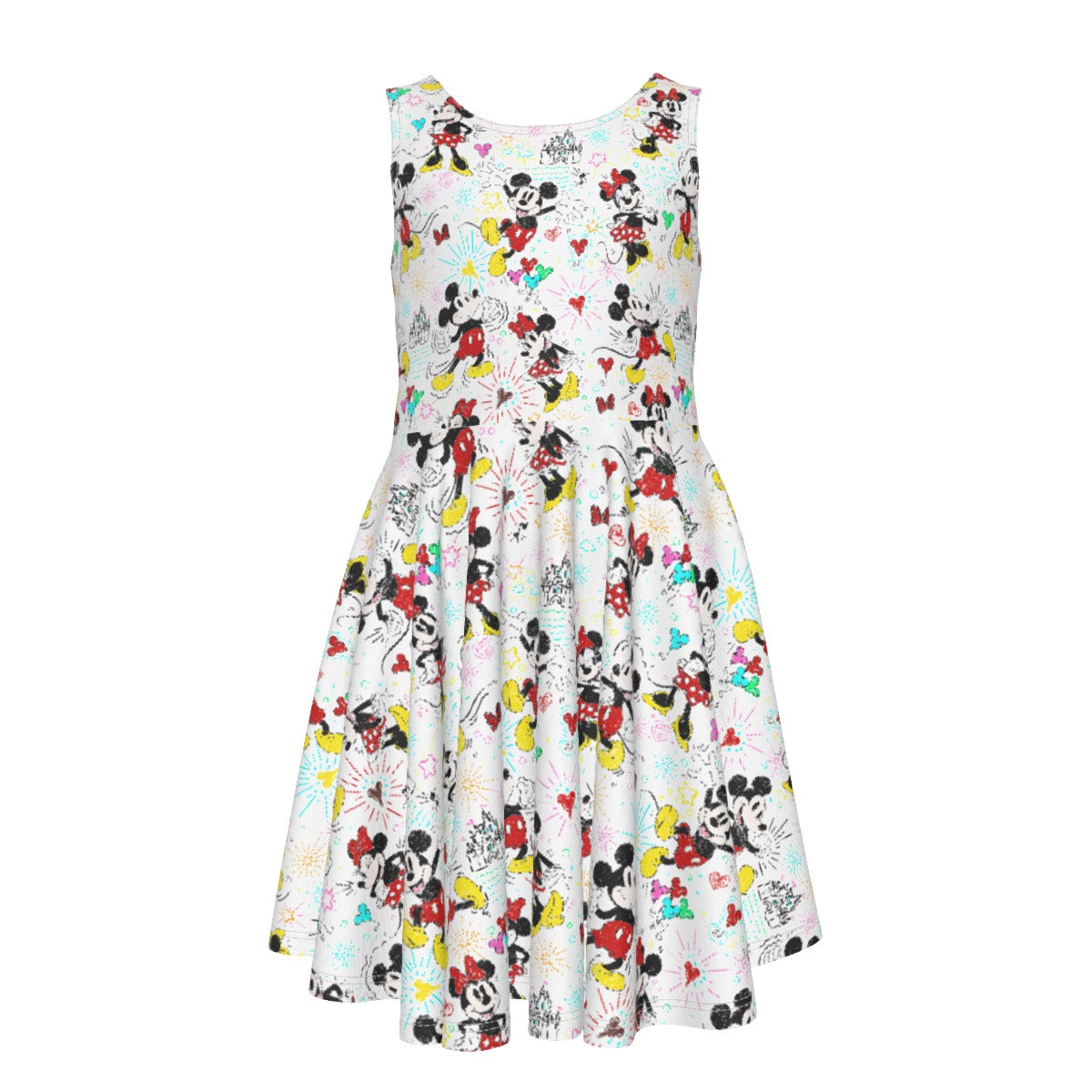 Doodle Mouse Magic - Kid's Sleeveless Skater Dress
