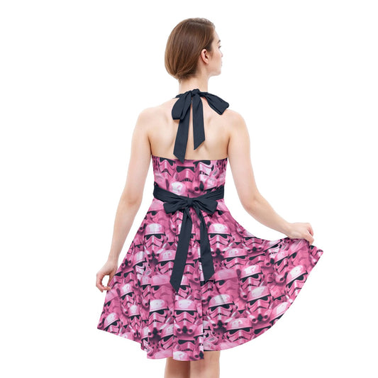 Pink Helmet Battalion - Women's Halter Vintage Pocket Dress