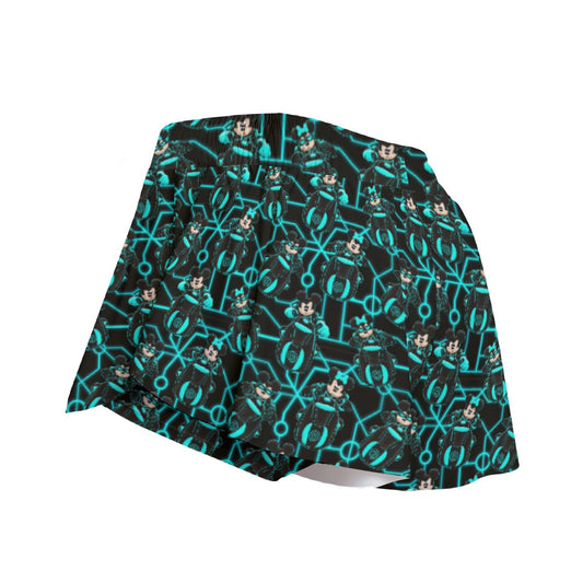Electric Neon Grid Adventure - Women's Flowy Pocket Shorts