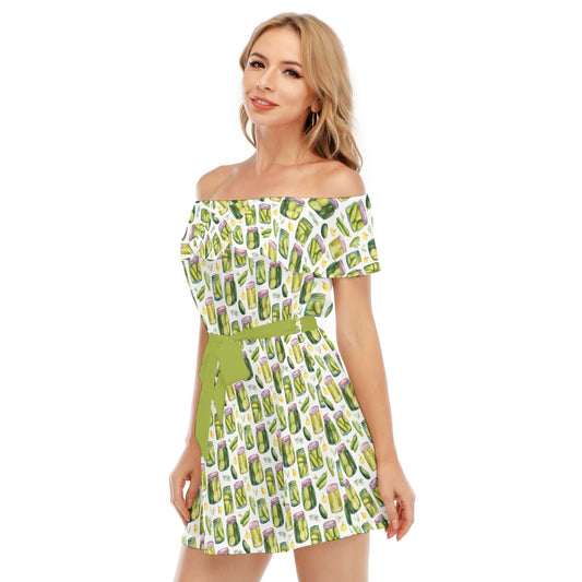 Perfect Pickle Jars - Women's Off-shoulder Ruffle Dress