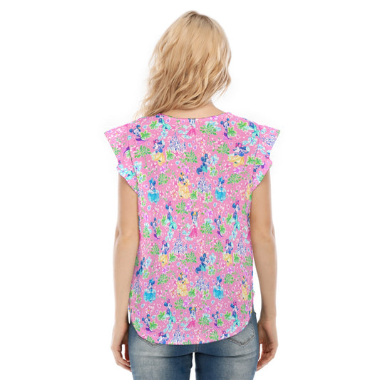 Princess Palm Party - Women’s Flutter Sleeve Top