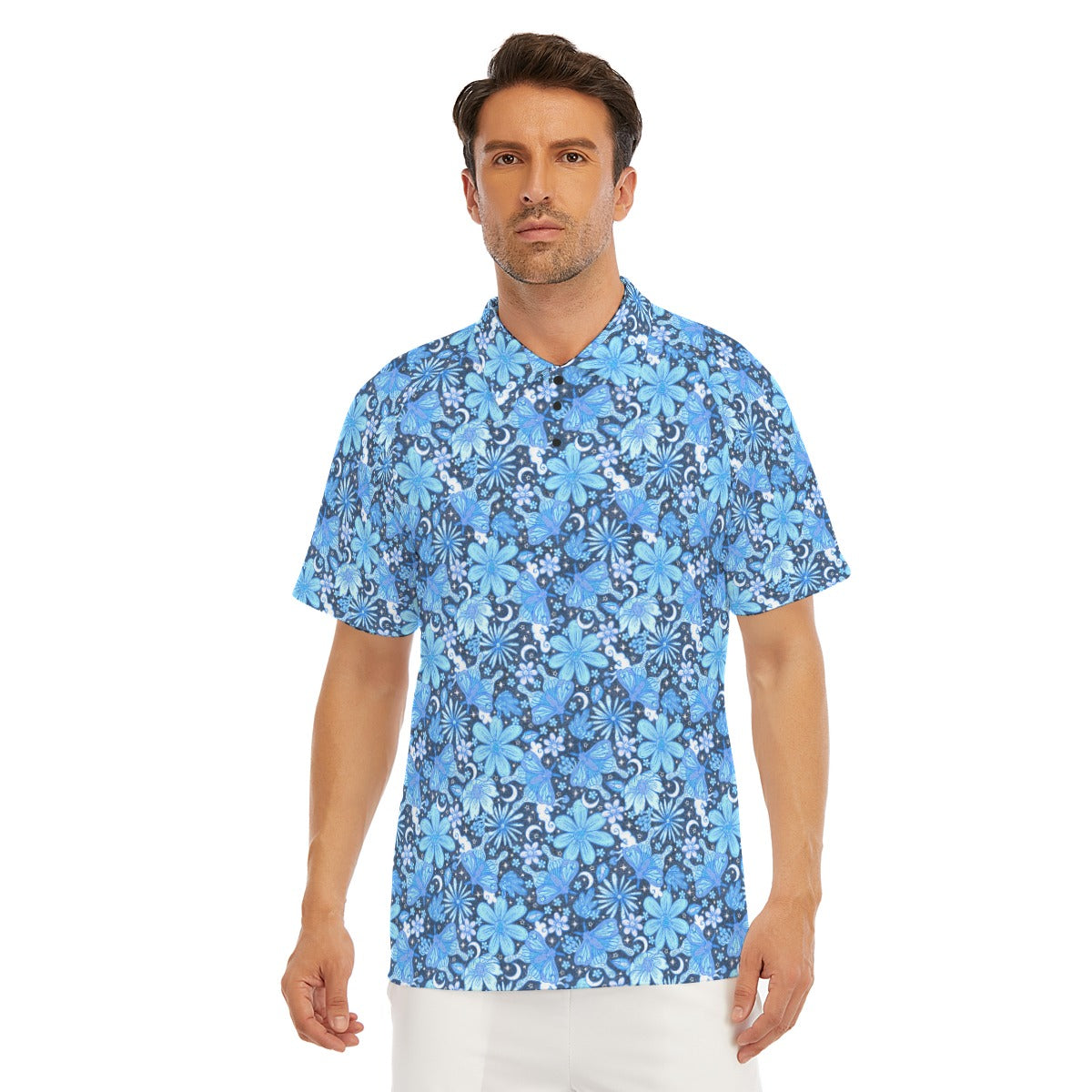 Blue Crystal Moths - Men's Polo Shirt