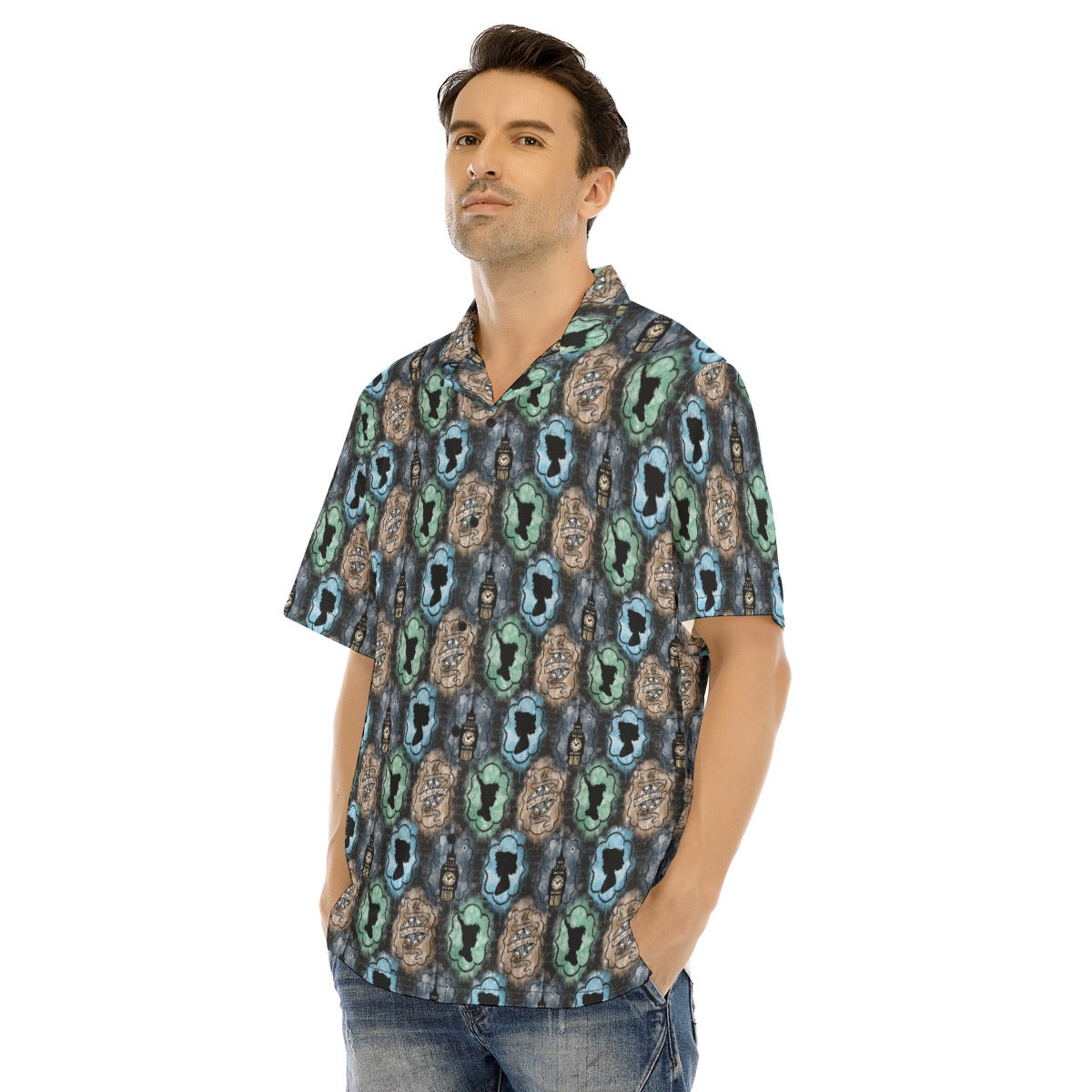 Starry Flight Silhouettesttes - Men's Hawaiian Button Up Shirt