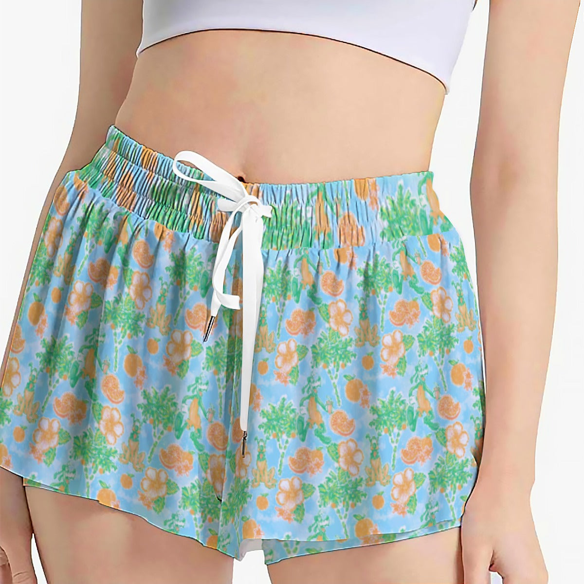 Neon Tangerine Island Palsluto - Women's Flowy Pocket Shorts
