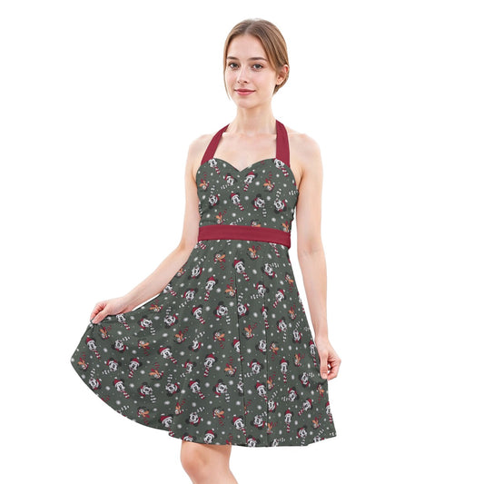 Vintage Holiday Friends - Women's Halter Vintage Pocket Dress