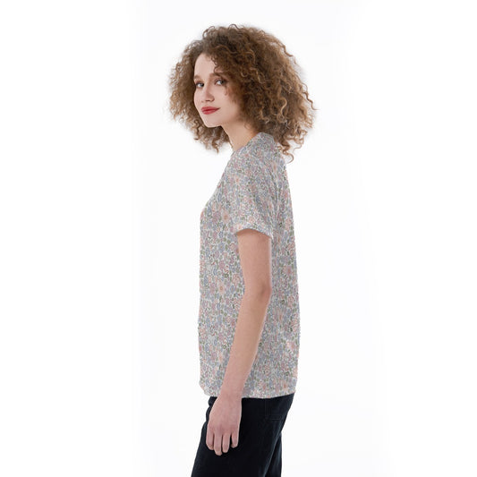 Springtime Kitten Garden Elegance - Women's Short Sleeve V-Neck T-Shirt