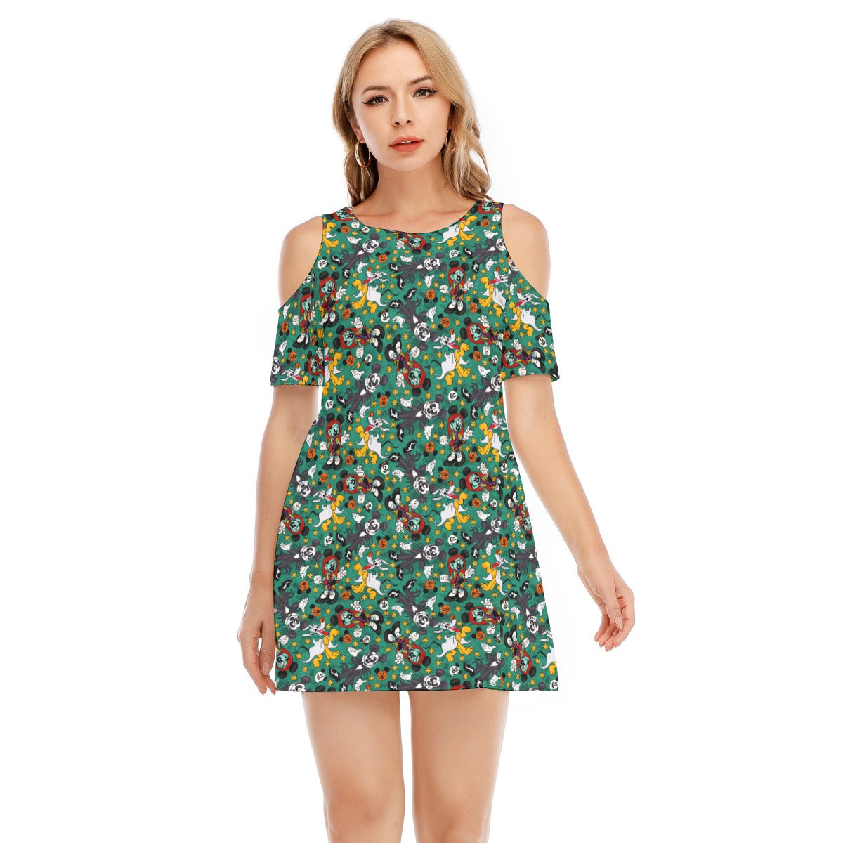 Beloved Couple as Spooky Pairp; Sally - Women's Cold Shoulder Cotton Dress