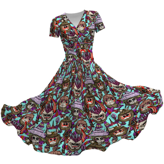 Island Coconut Pirates - Women's V-Neck Ruched Midi Dress