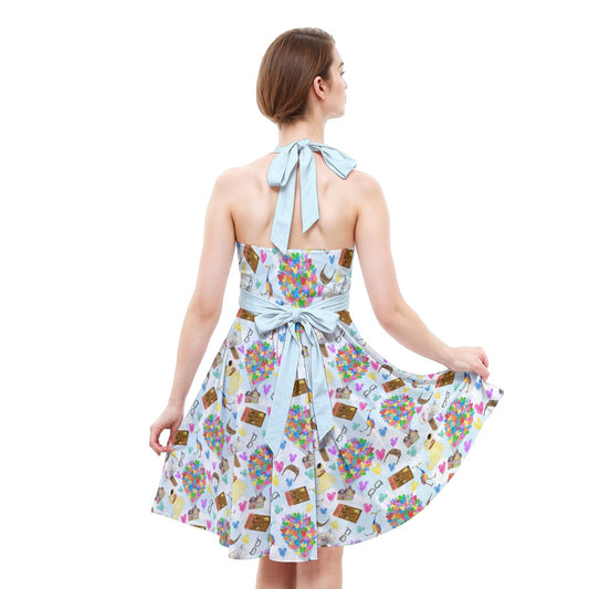 Up Adventure Icons - Women's Halter Vintage Pocket Dress