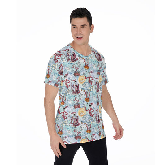 Santa Jack with Sally & Ghost Dog - Men's Short Sleeve T-Shirt