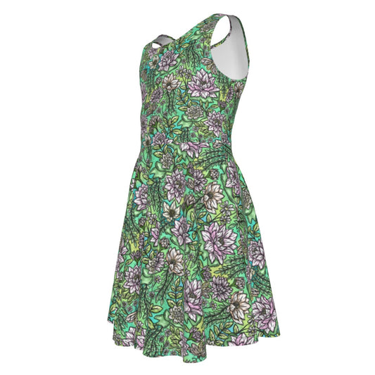 Fairytale Florals - Tiana Inspired - Kid's Sleeveless Skater Dress