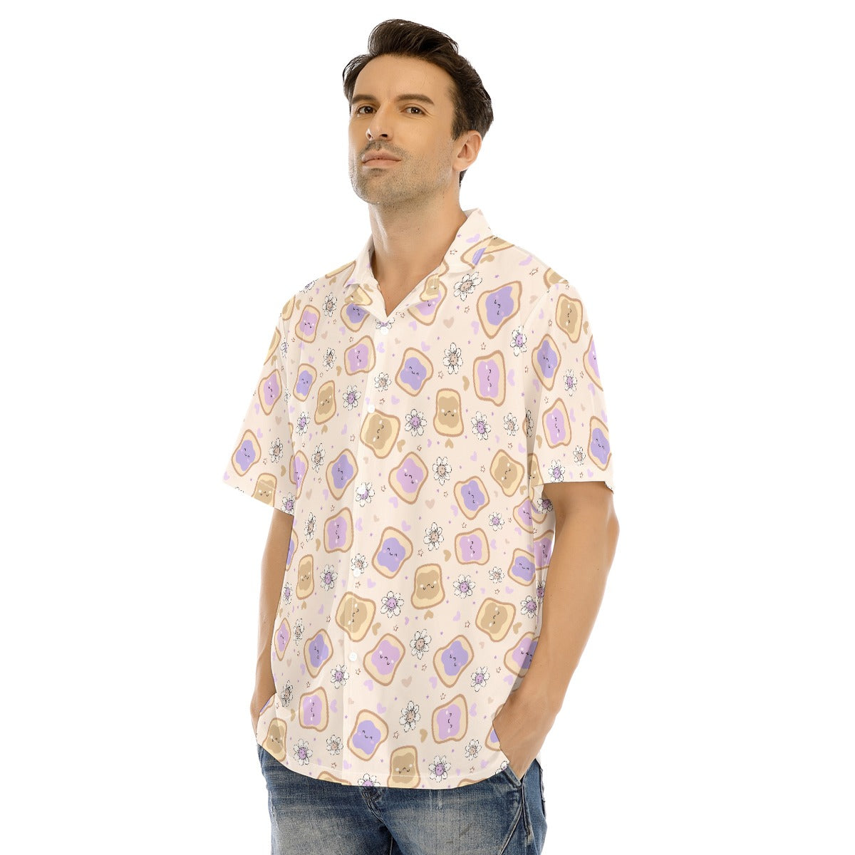Kawaii Peanut Butter and Jelly Sandwiches - Men's Hawaiian Button Up Shirt