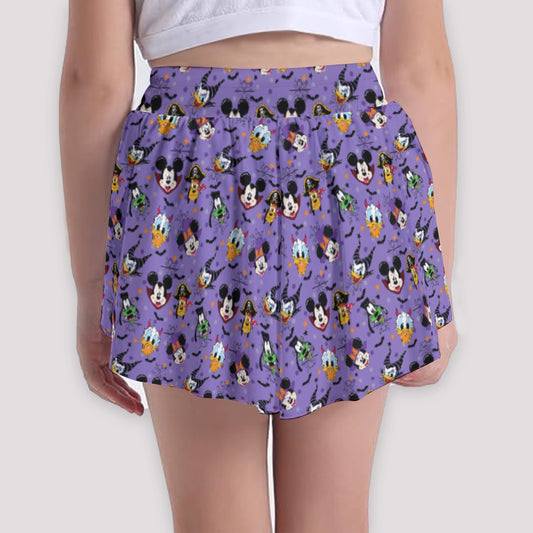 Halloween Friends in Costumeeads - Girls’ Flowy Pocket Shorts
