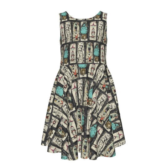 Stretching Haunted Nightmare - Kid's Sleeveless Skater Dress