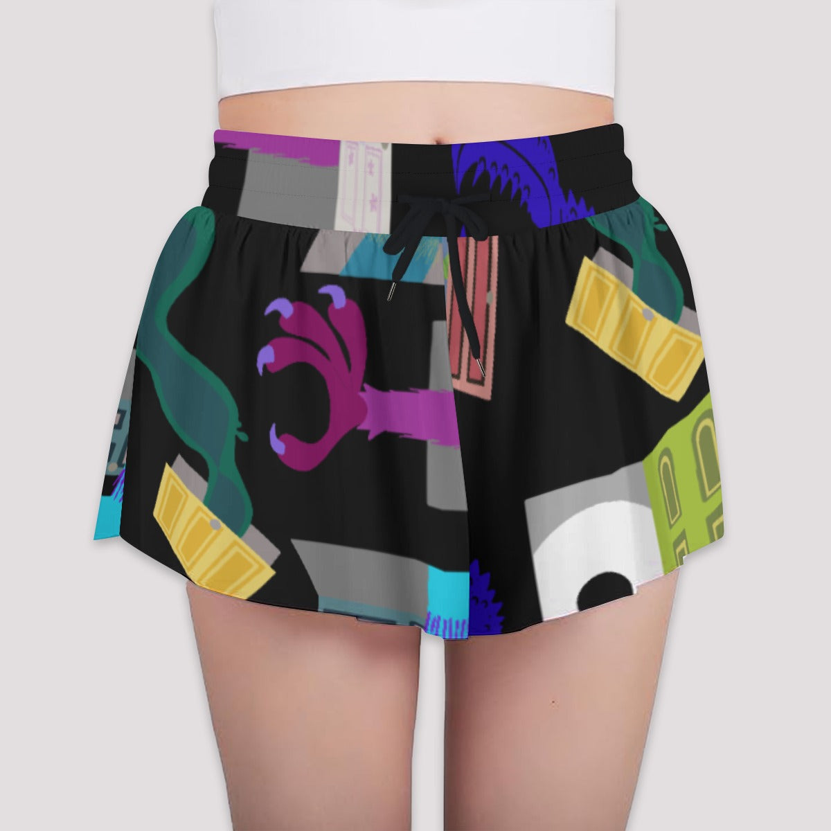 Monsters in Closets - Girls’ Flowy Pocket Shorts