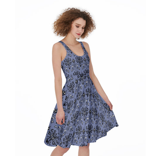 Spooky Mansion Wallpaper - Pocket Midi Skater Dress